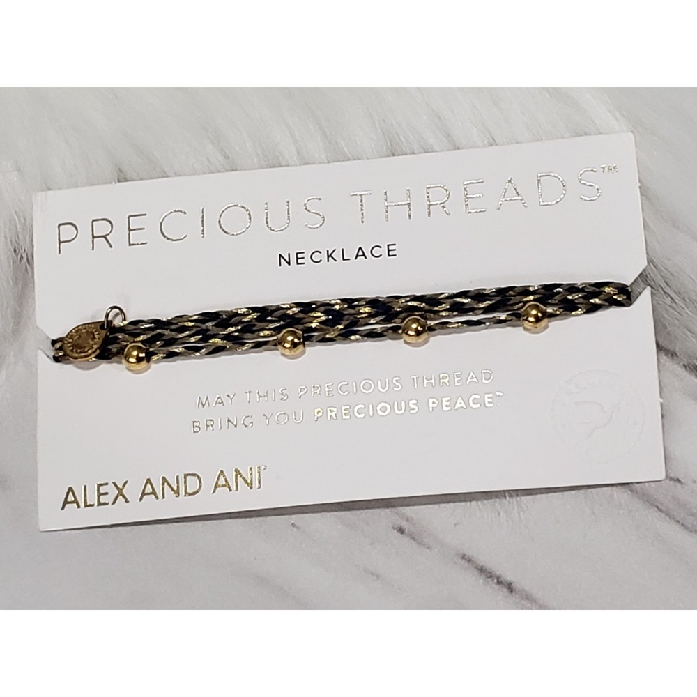Alex and Ani Precious Threads Necklace 925 Silver 14K Gold Plated SOUL BLUE